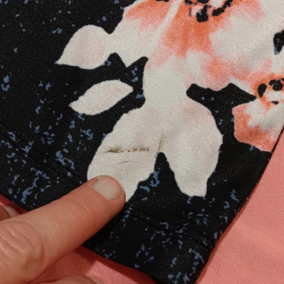 Arolina Wide Leg Floral Casual Pull On Pants XXL Black/peach - Picture 9 of 10